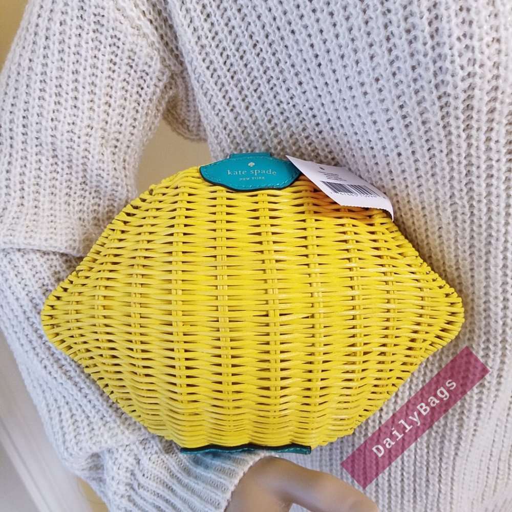 NWT KATE SPADE LEMON CROSSBODY WICKER YELLOW MULTI PICNIC PERFECT WKRU6833 - Picture 4 of 10